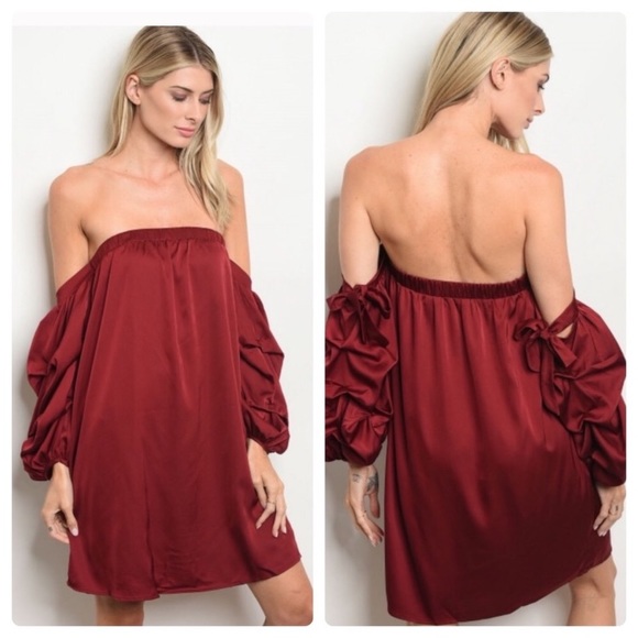 Love Riche Wine Off-the-shoulder Dress - Picture 2 of 4